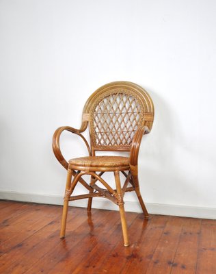 20th Century Rattan and Bamboo Armchair-HPQ-1787453