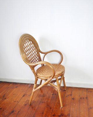 20th Century Rattan and Bamboo Armchair-HPQ-1787453