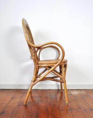 20th Century Rattan and Bamboo Armchair-HPQ-1787453