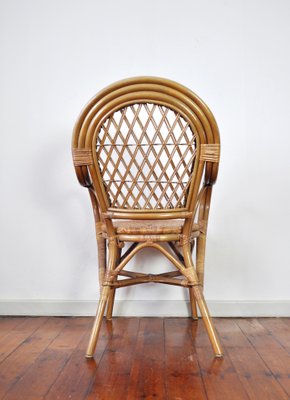 20th Century Rattan and Bamboo Armchair-HPQ-1787453