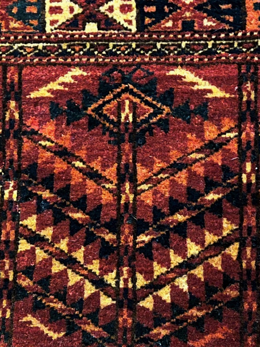 20th Century Red & Blu Geometric Caucasian Nomad Chuval Rug