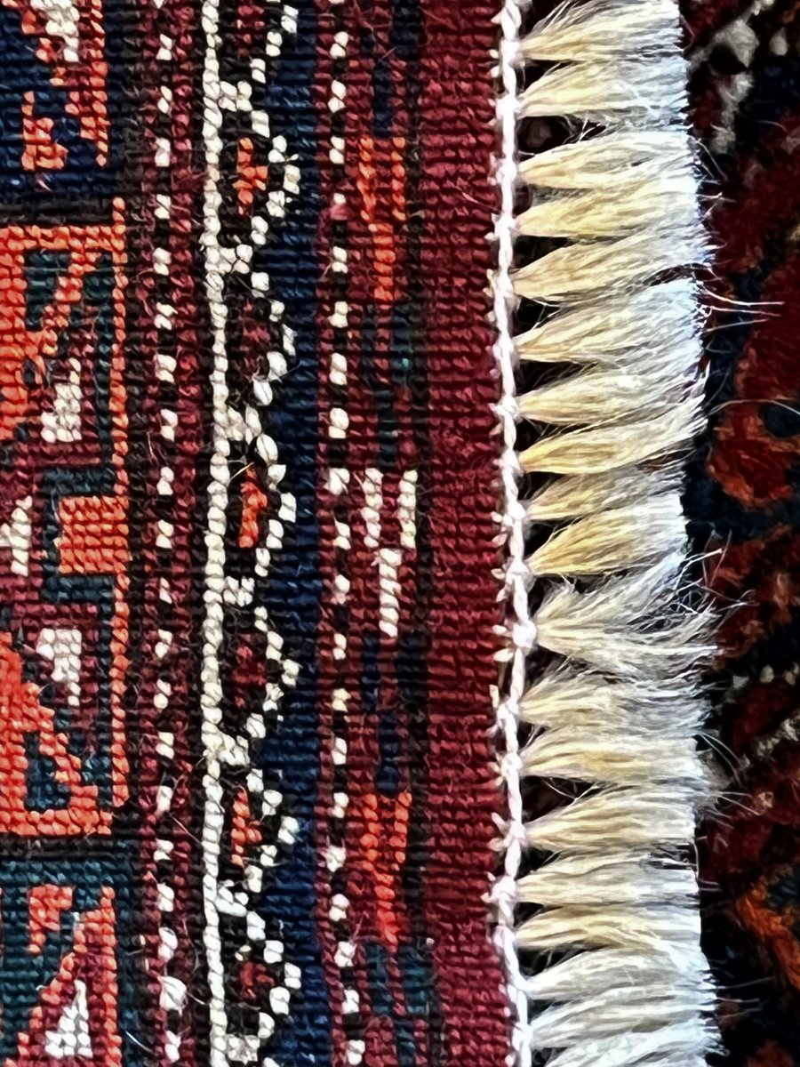 20th Century Red & Blu Geometric Caucasian Nomad Chuval Rug