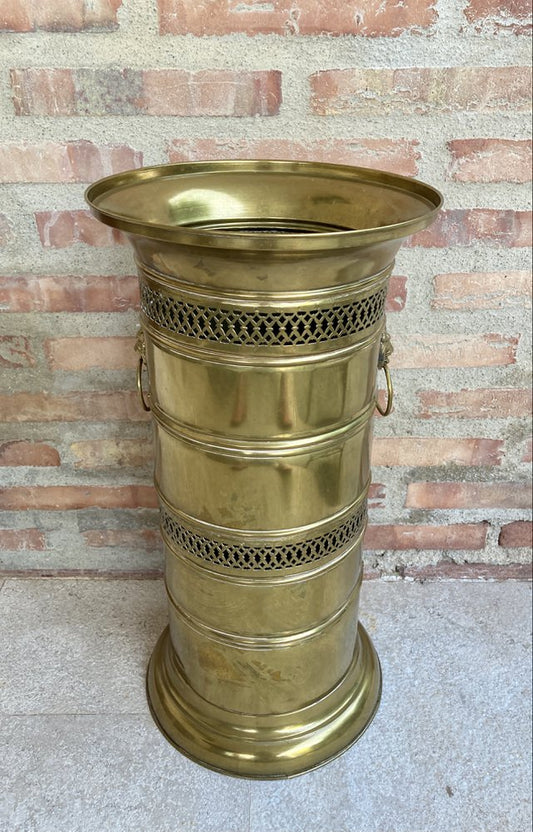 20th Century Round Brass Umbrella Stand