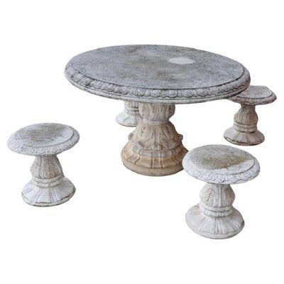 20th Century Round Garden Table and Stools, Set of 5-DCO-1797397