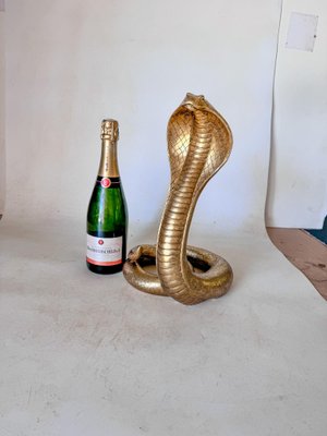 20th Century Snake Resin Gilt Sculpture Standing Cobra, France-UR-1818827