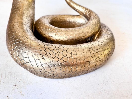 20th Century Snake Resin Gilt Sculpture Standing Cobra, France-UR-1818827