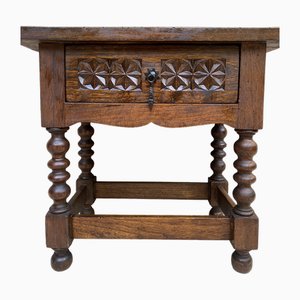 20th Century Spanish Nightstand Carved Drawer and Iron Hardware, 1890s-NOU-1716456