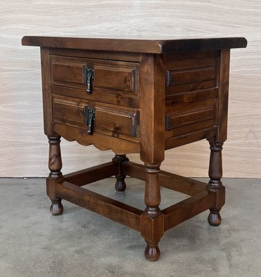 20th Century Spanish Nightstands with Two Drawers and Iron Hardware, 1920, Set of 2-PSK-1792286