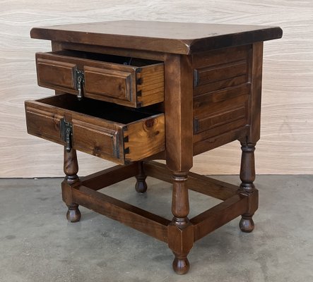 20th Century Spanish Nightstands with Two Drawers and Iron Hardware, 1920, Set of 2-PSK-1792286