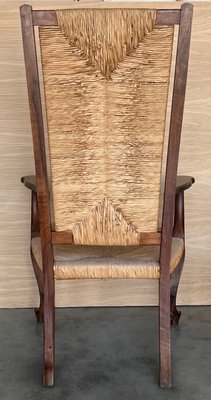 20th Century Spanish Walnut Armchairs with High Back and Seat Caned, 1940s, Set of 2-PSK-2017196