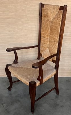 20th Century Spanish Walnut Armchairs with High Back and Seat Caned, 1940s, Set of 2-PSK-2017196