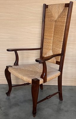 20th Century Spanish Walnut Armchairs with High Back and Seat Caned, 1940s, Set of 2-PSK-2017196