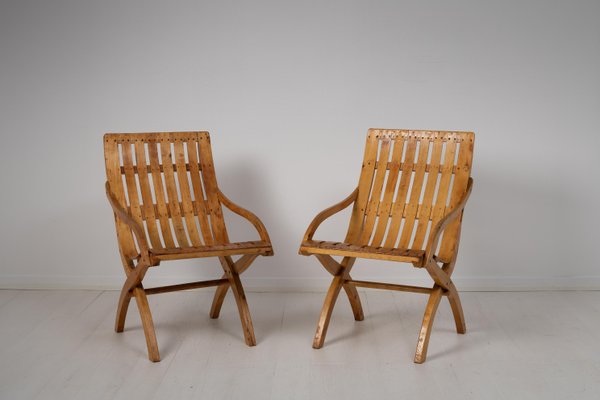 20th Century Swedish Grace Bare Wood Armchairs, Set of 2-MJF-1111549