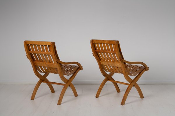 20th Century Swedish Grace Bare Wood Armchairs, Set of 2-MJF-1111549