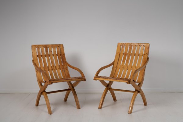 20th Century Swedish Grace Bare Wood Armchairs, Set of 2-MJF-1111549