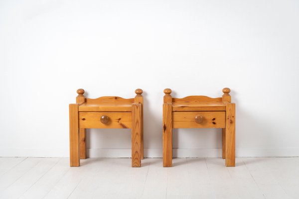 20th-Century Swedish Nightstands in Solid Pine, Set of 2-MJF-931142