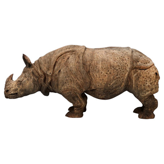 20th Century The Indian Tuscany Terracotta Rhino from Assam