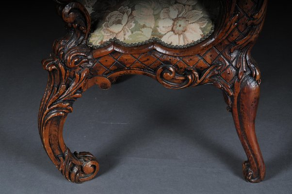 20th Century Venetian Rococo Walnut Throne Armchair-FLW-1402249