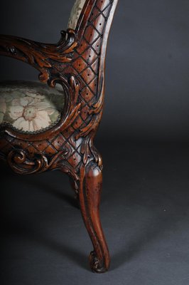 20th Century Venetian Rococo Walnut Throne Armchair-FLW-1402249