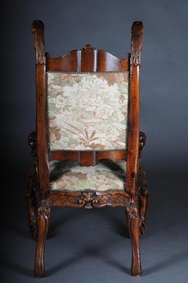 20th Century Venetian Rococo Walnut Throne Armchair-FLW-1402249