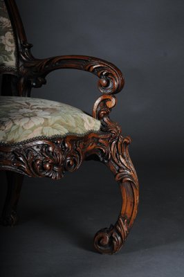 20th Century Venetian Rococo Walnut Throne Armchair-FLW-1402249