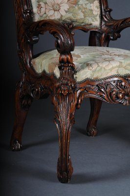 20th Century Venetian Rococo Walnut Throne Armchair-FLW-1402249