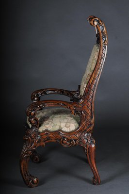 20th Century Venetian Rococo Walnut Throne Armchair-FLW-1402249