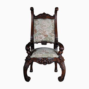 20th Century Venetian Rococo Walnut Throne Armchair-FLW-1402249