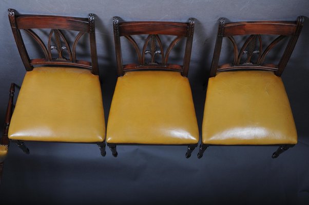 20th Century Victorian Dining Chairs in Mahogany & Leather, England, Set of 6-FLW-1402156