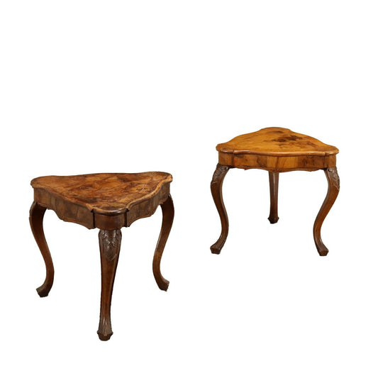 20th Century Walnut Coffee Tables, Italy, Set of 2