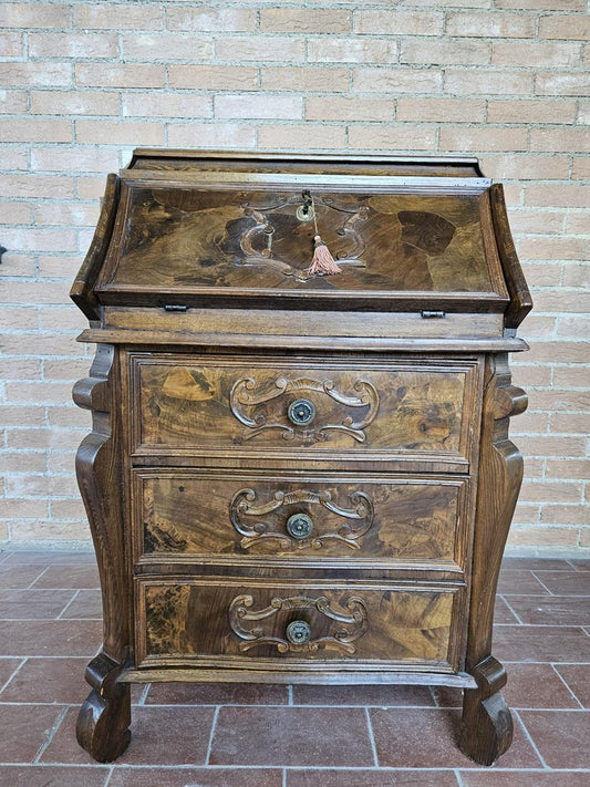 20th Century Walnut Flap with Three Drawers, Italy