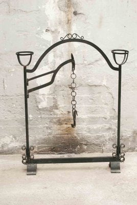 20th Century Wrought Iron Rustic Support Element with Chains, Spain-UJE-1384240