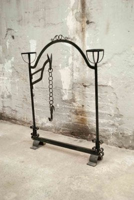 20th Century Wrought Iron Rustic Support Element with Chains, Spain-UJE-1384240