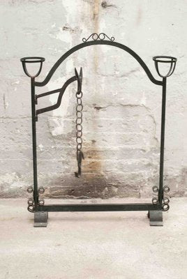 20th Century Wrought Iron Rustic Support Element with Chains, Spain-UJE-1384240