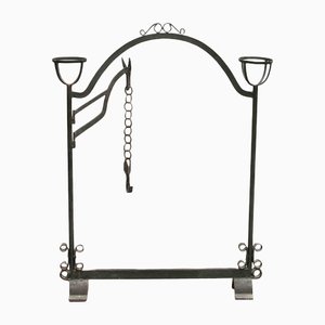 20th Century Wrought Iron Rustic Support Element with Chains, Spain-UJE-1384240