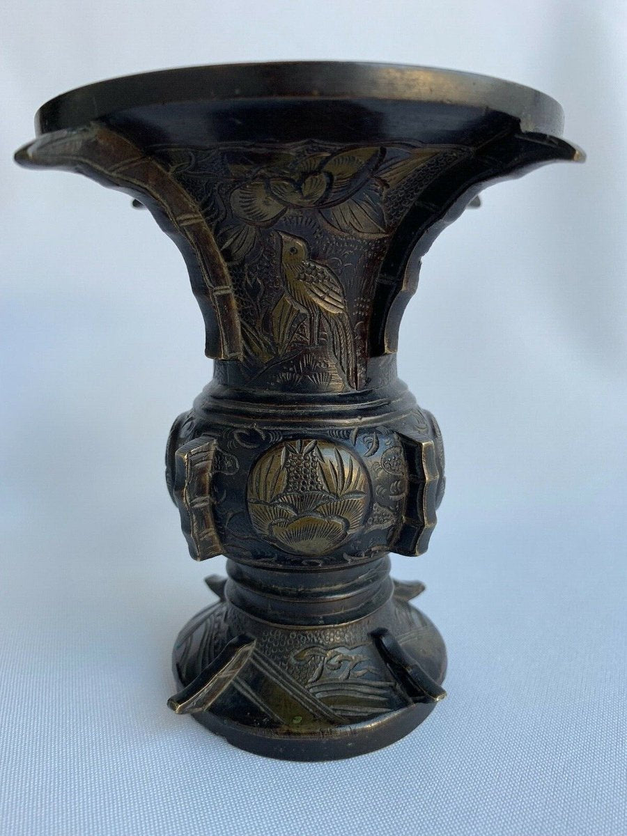 20th Japanese Bronze Vase with Gilding