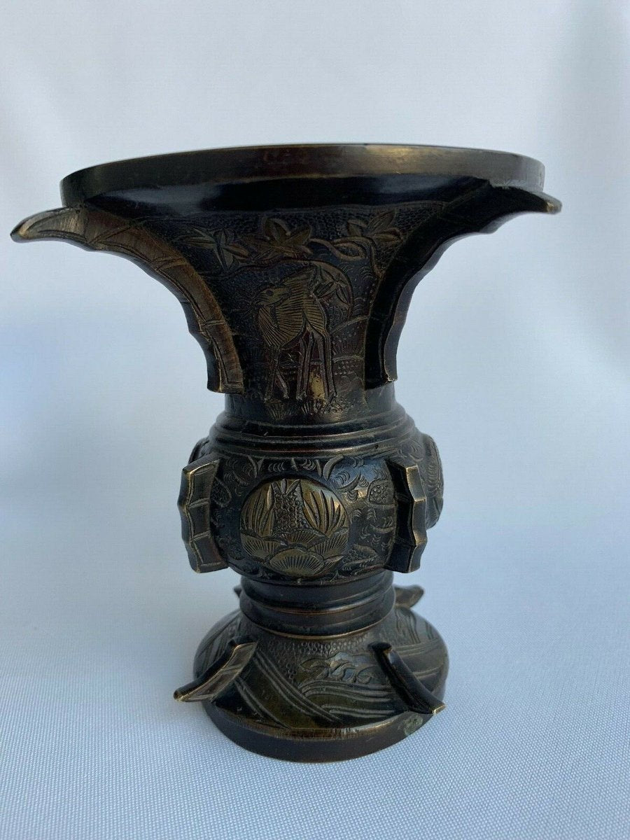 20th Japanese Bronze Vase with Gilding