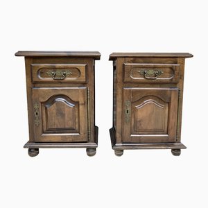 20th Spanish Nightstands with Drawer & Bronze Details, 1920, Set of 2-NOU-1450701