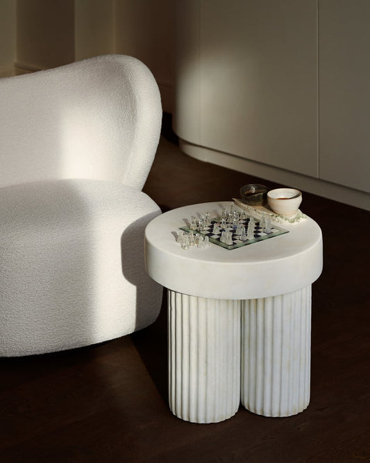 Gear side table, 48 x 45 cm, chalk