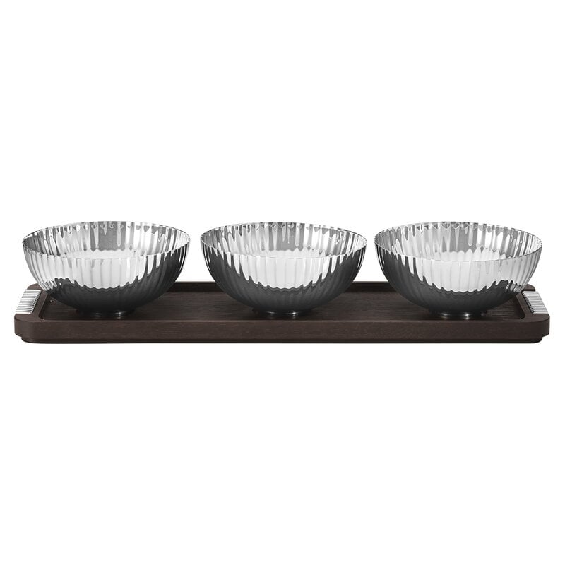 Bernadotte tray with bowls by Georg Jensen #steel - smoked oak #