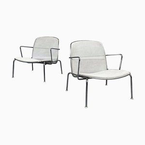 21st Century Italian White Metal Steel Web Armchairs by Citterio for B&b, 2000s, Set of 2-GDD-1361651