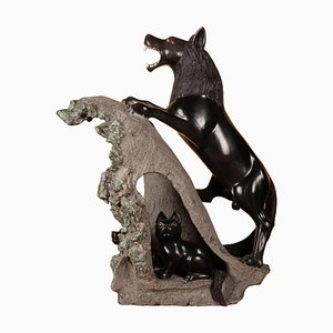 21st Century Sculpture Wolf with the Boys, 2002-FLW-1401852