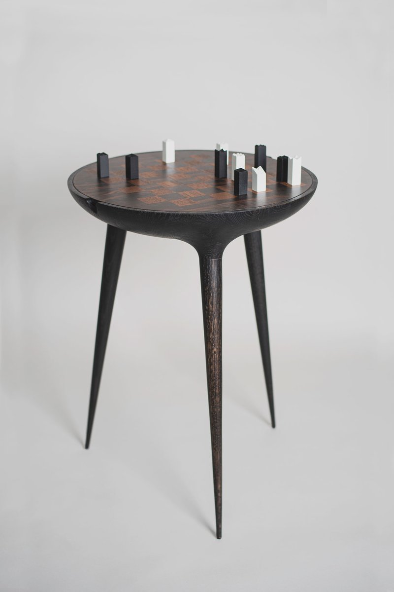 21st Century Trojan Chess Table & Set in Black