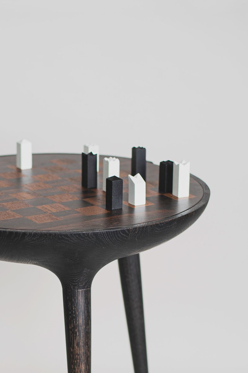 21st Century Trojan Chess Table & Set in Black