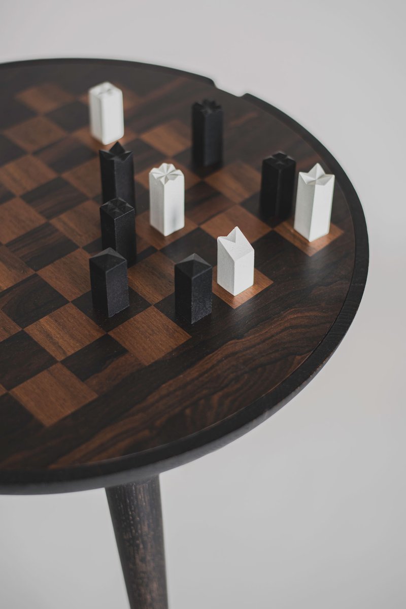 21st Century Trojan Chess Table & Set in Black