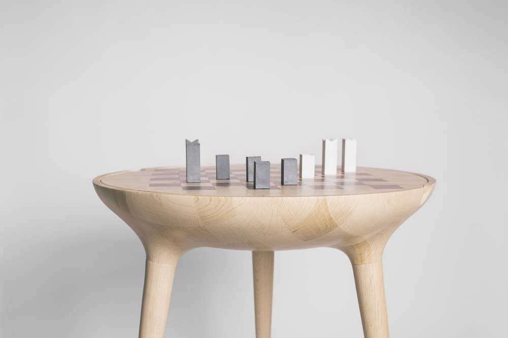 21st Century Trojan Chess Table & Set in White from Futuro Studio