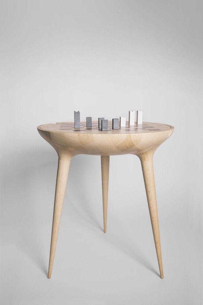 21st Century Trojan Chess Table & Set in White from Futuro Studio