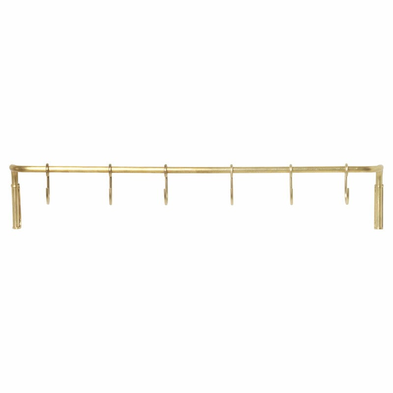 Kitchen rod with 6 hooks by ferm LIVING #brass #