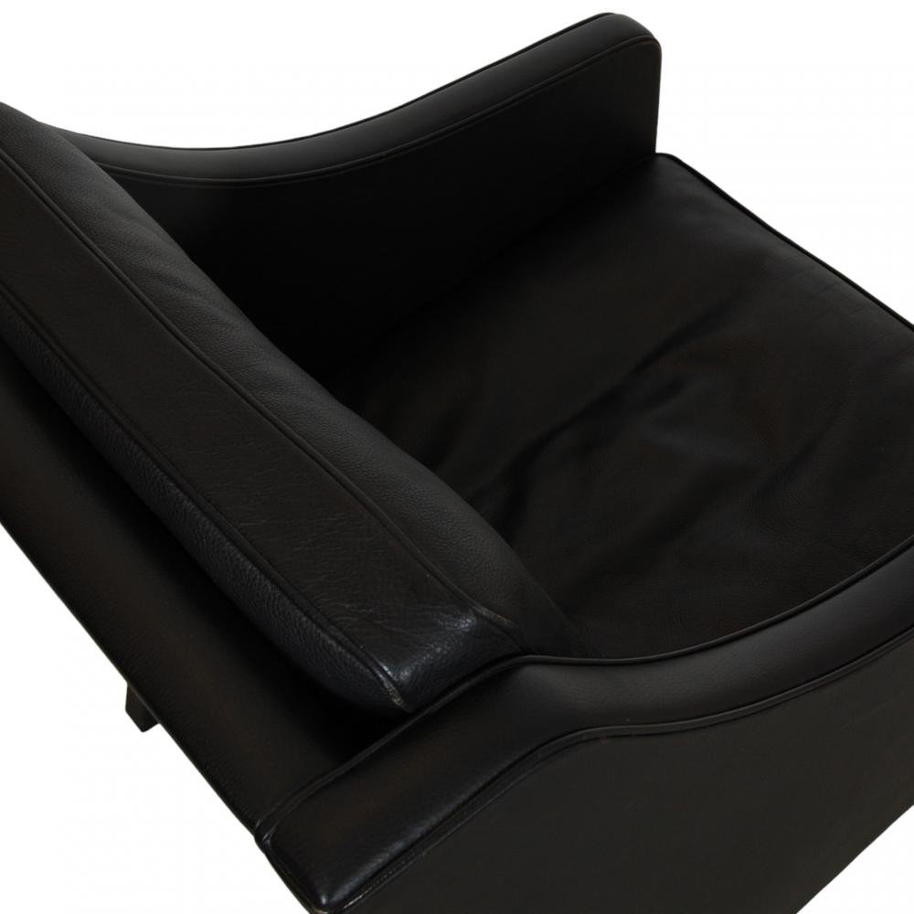 2207 Lounge Chair in Black Leather by Børge Mogensen for Fredericia, 1990s