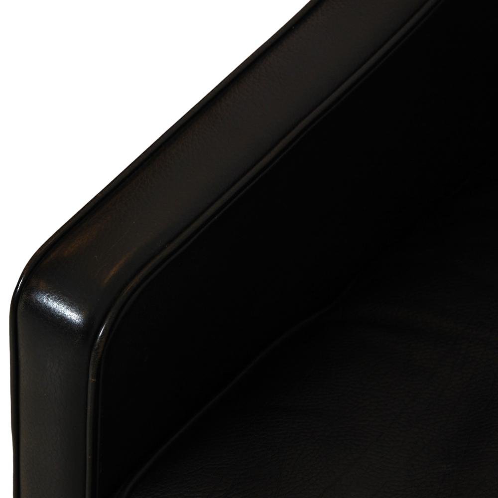 2207 Lounge Chair in Black Leather by Børge Mogensen for Fredericia, 1990s